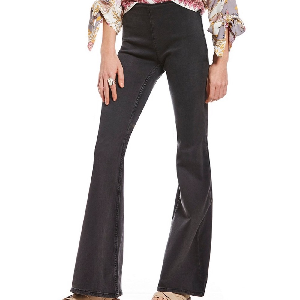 Free People black denim flare jeans